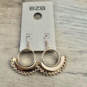 BZB Gold Boho Chic Hoop Earrings with Fan Design